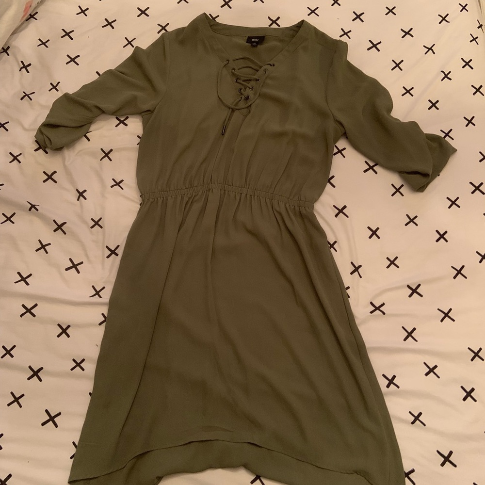Army/Forest Green 3/4 Sleeve Dress